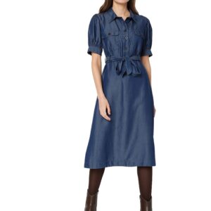 Solid Lyocell Round Neck Womens Knee Length Dress