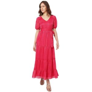 Women's Polyester Fit and Flare Maxi Dress