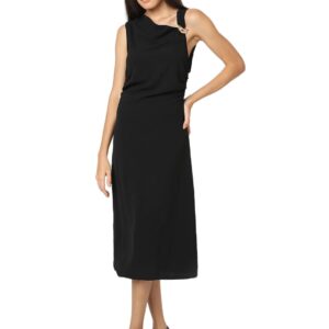 Women's Polyester Fit and Flare Midi Dress