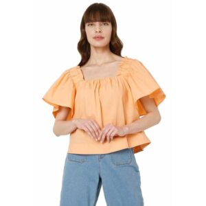 Solid Cotton Square Neck Womens Top